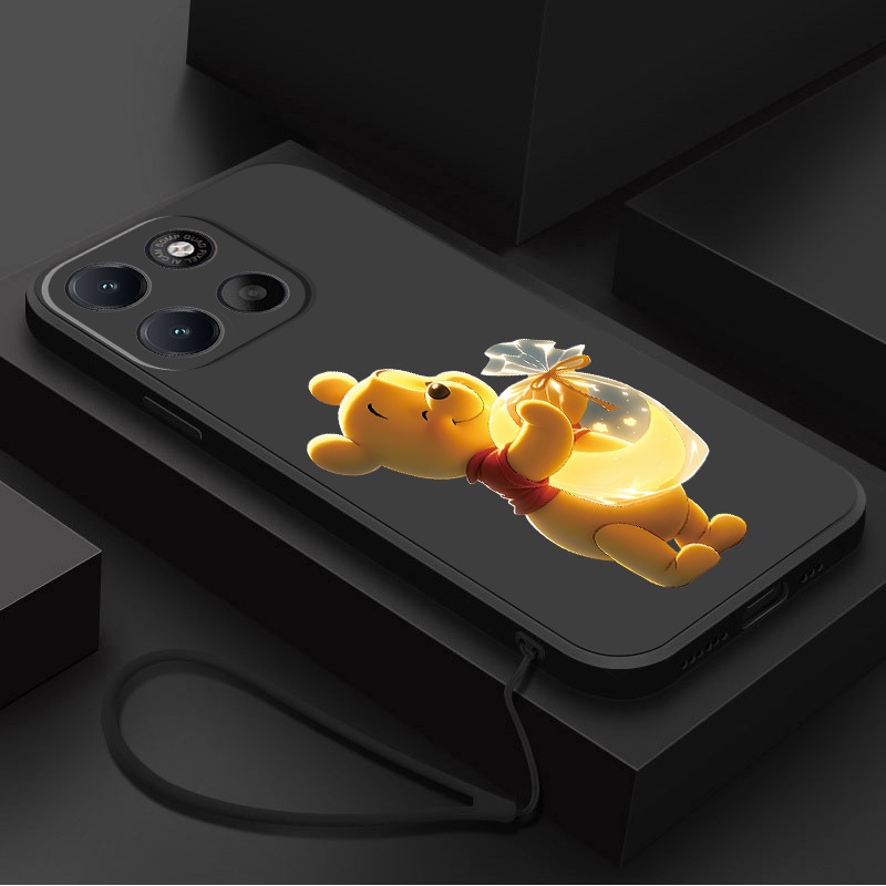 Moto G77 G67 5G G37 G47 Motorola Caso Winnie The Pooh Adorável À Prova De Choque Capa De Borracha Líquida