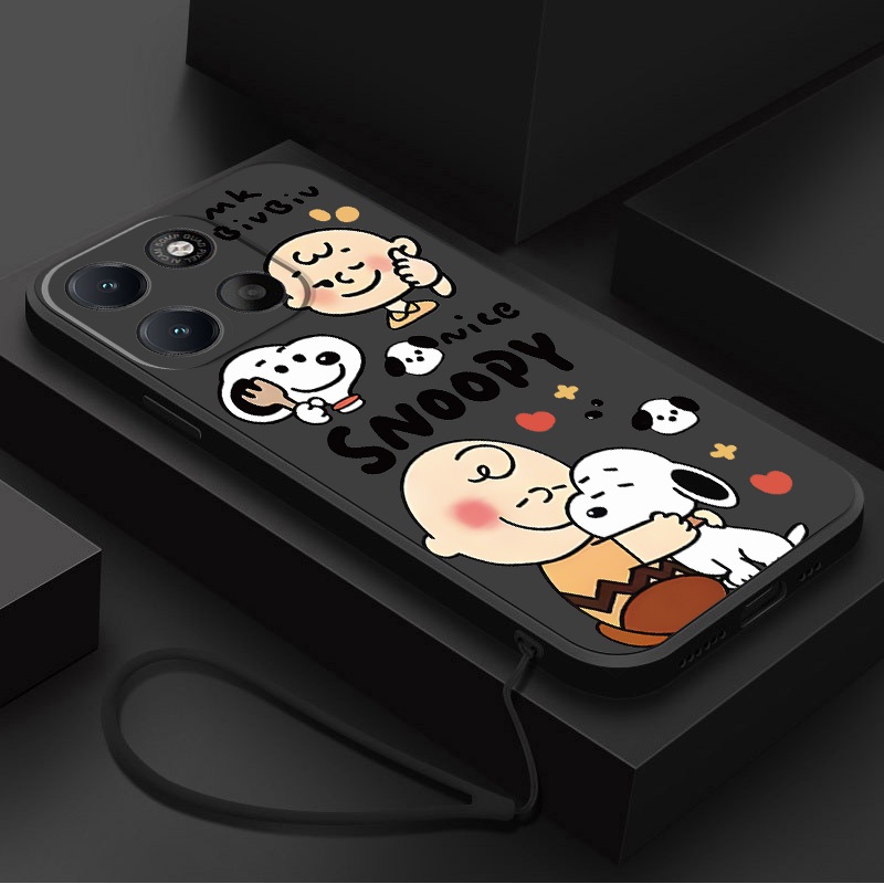 Moto G77 G67 5G G37 G47 Motorola Caso Moda Snoopy Fosco Capa De Silicone Líquido Macio À Prova De Choque