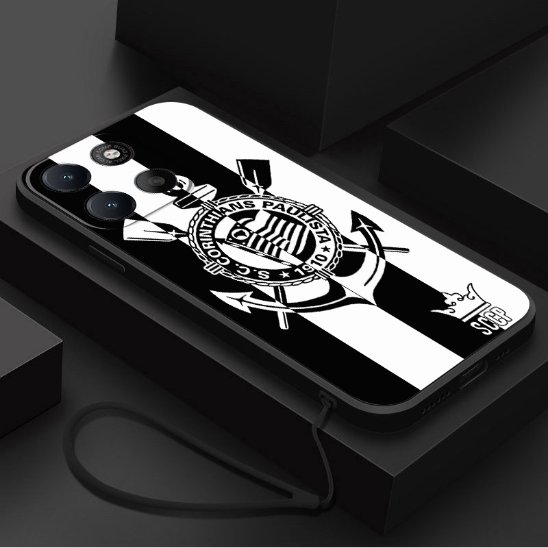 Moto G77 G67 5G G37 G47 Líquido Fosco Motorola Case Corinthians Durável Capa Mole Matéria