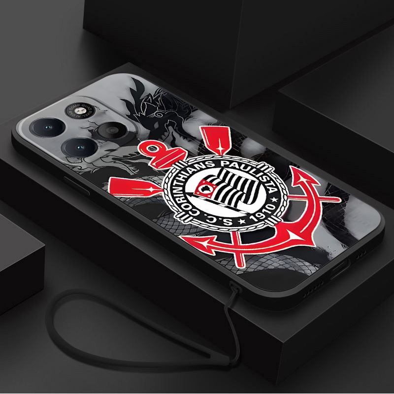 Moto G77 G67 5G G37 G47 Corinthians Capa De Telefone Motorola Fosca De Silicone Líquido