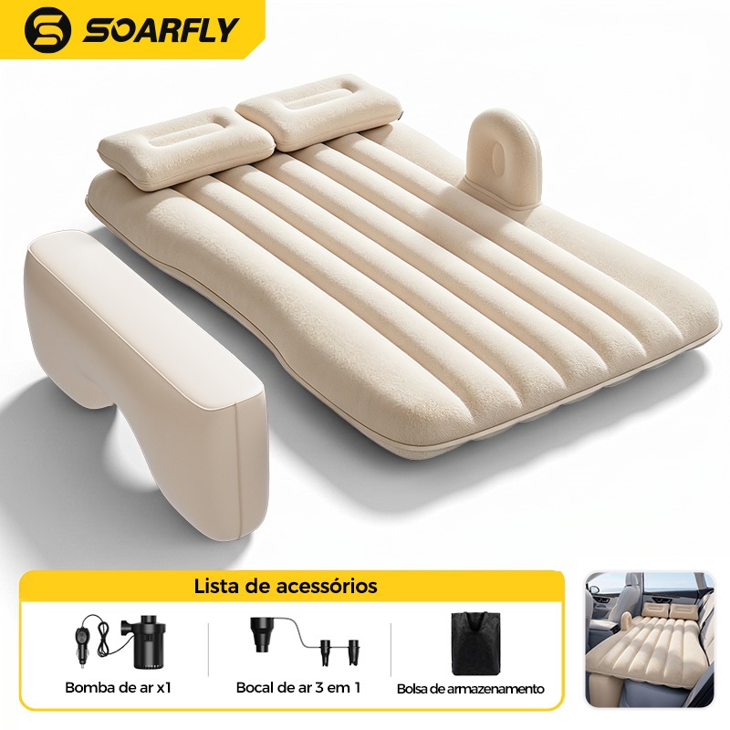 SOARFLY Colchão de ar dobrável para carro, assento traseiro, cama para viagem, colchão de ar para acampamento