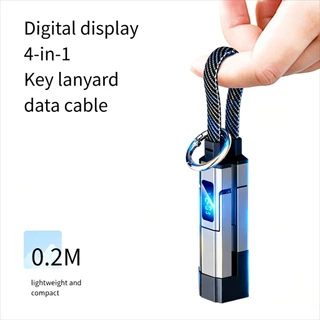 Chaveiro Cabo de dados de carga rápida 65W Display Digital Quatro em um Interface USB / Type-c / Lig