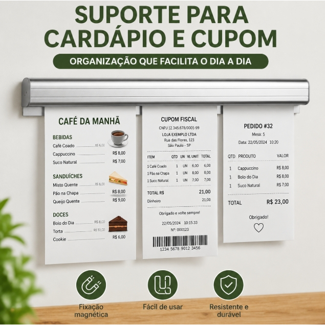 Porta Comanda 30 50 100 cm Comandeira Pedido Em Aço Inox Varal Restaurante Bar Pizzaria Cozinha
