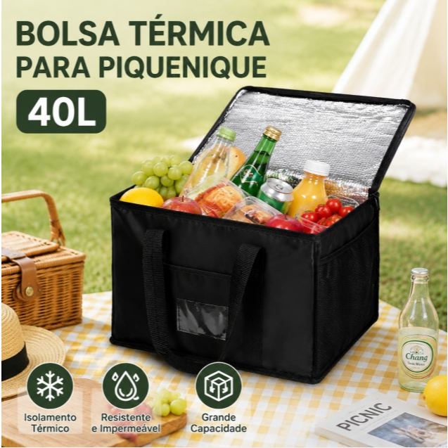 Bolsa Térmica Coller Mochila Grande 40 litros Portátil – Camping