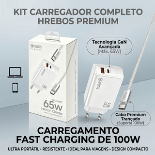 HREBOS x HEYOO Carregador de nitreto de gálio com cabo tipo C durável