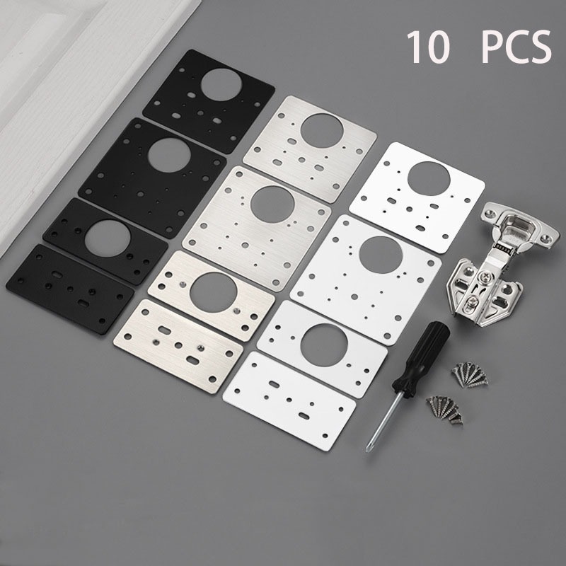 10 peças montagem entrega parafuso dobradiça placa de reparo aço inoxidável porta Extra grossa instalação placa fixação