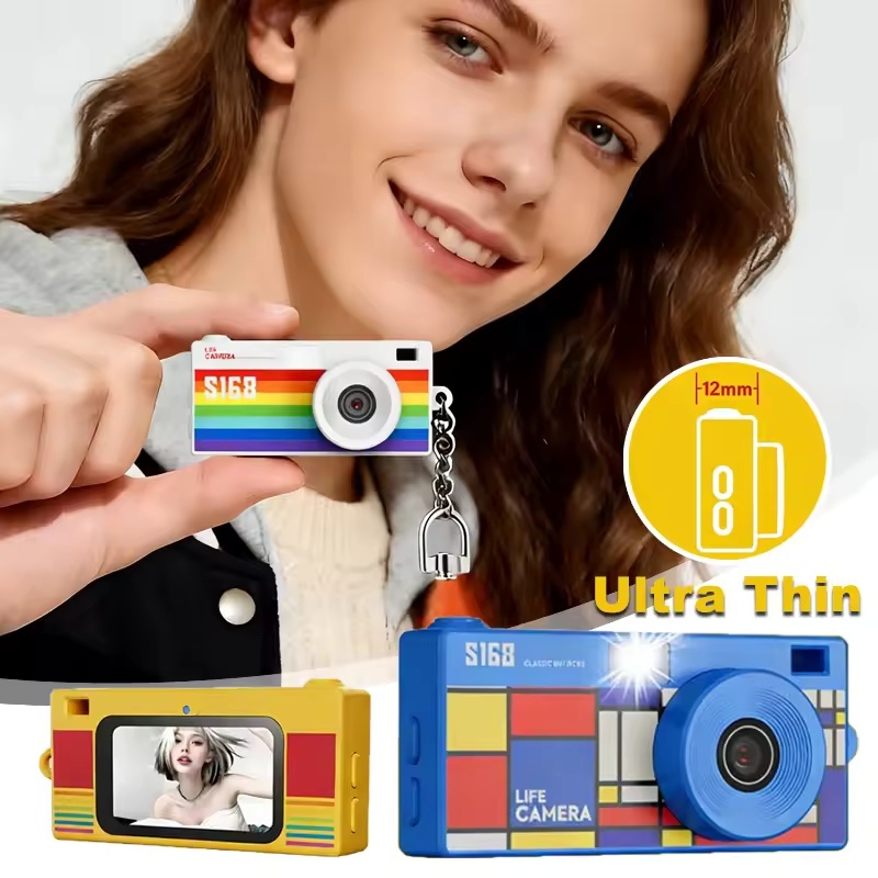 Polegar Chaveiro Câmera 1.47 Polegada Mini De Ação Retro 2K HD Digital CCD Com Flash Luz Loop Gravação