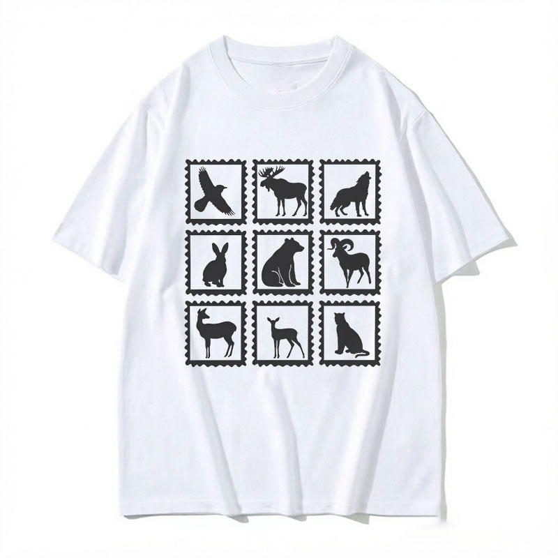 tamp Vida Selvagem T Camisa Animal Impresso Vintage Natureza Amante Camiseta Casaul Em Torno Do Pescoço Algodão Manga Cu