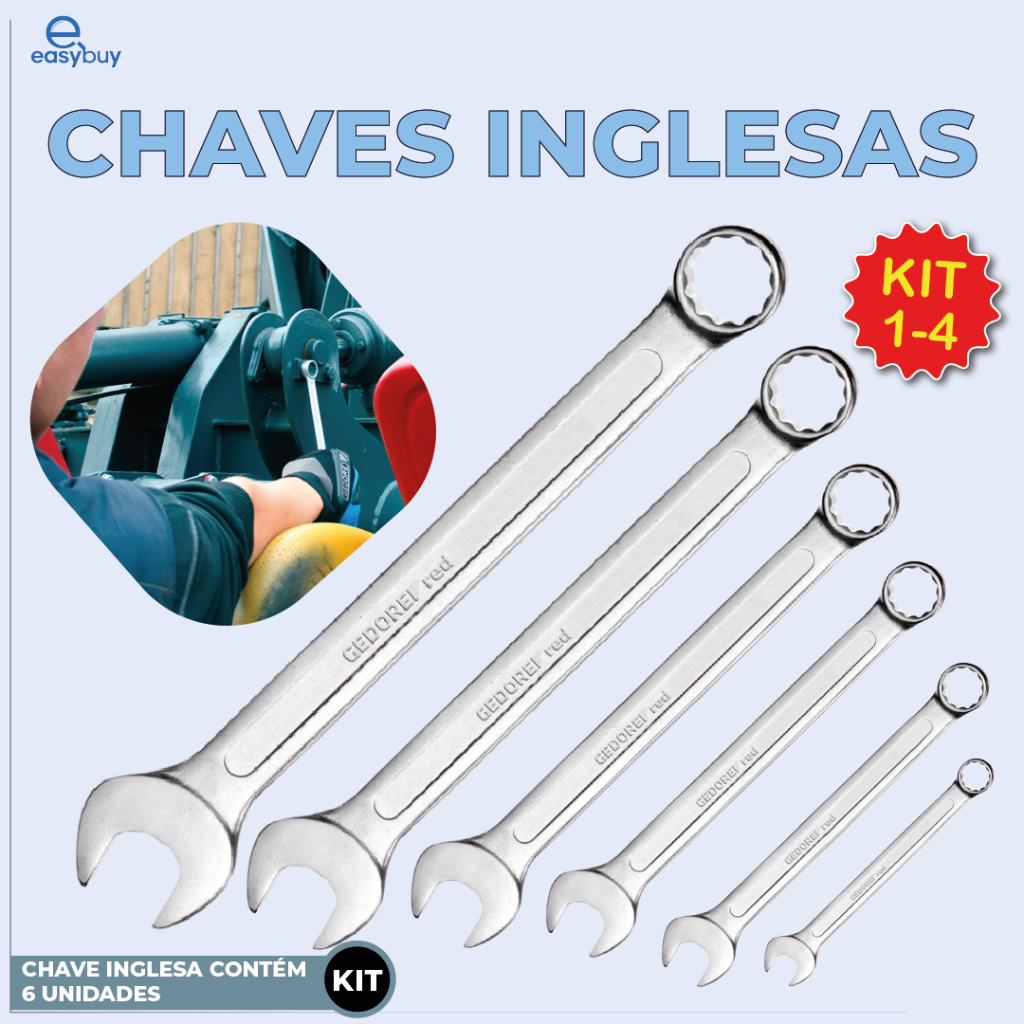 24 Peças Chave Combinada Profissional Aço Especial Cromada 6mm até 13mm cor prata