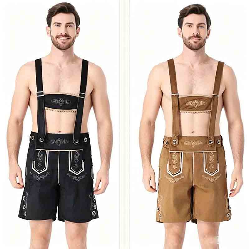 Masculino Alemão Oktoberfest Lederhosen Calças Suspensórios Macacão Bávaro Cerveja Festival Cosplay