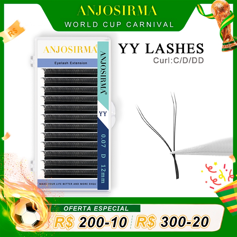 Imagem Pestanas ANJOSIRMA YY Shape Cílios Fox Eyes Faux Mink Brasileiras Macias Premade Volume De Ventilador
