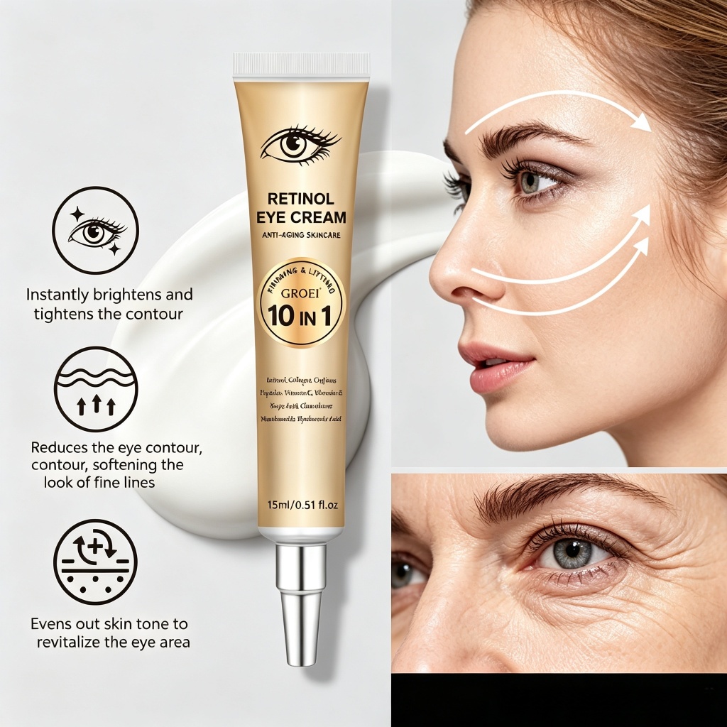 10 em 1 Sérum Anti-rugas Anti-envelhecimento | Retinol Colágeno Ácido Hialurônico Reduz Linhas Finas Olheiras Firmador H