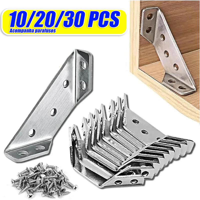 10/20/30 PCS Conector de Canto Aço Inoxidável Cantoneira Junção de Canto Móveis de Madeira Universal Suporte Para Cantos
