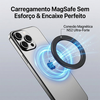 HREBOS Anel Magnético Metálico N52 Compatível MagSafe para Celular e Tablet