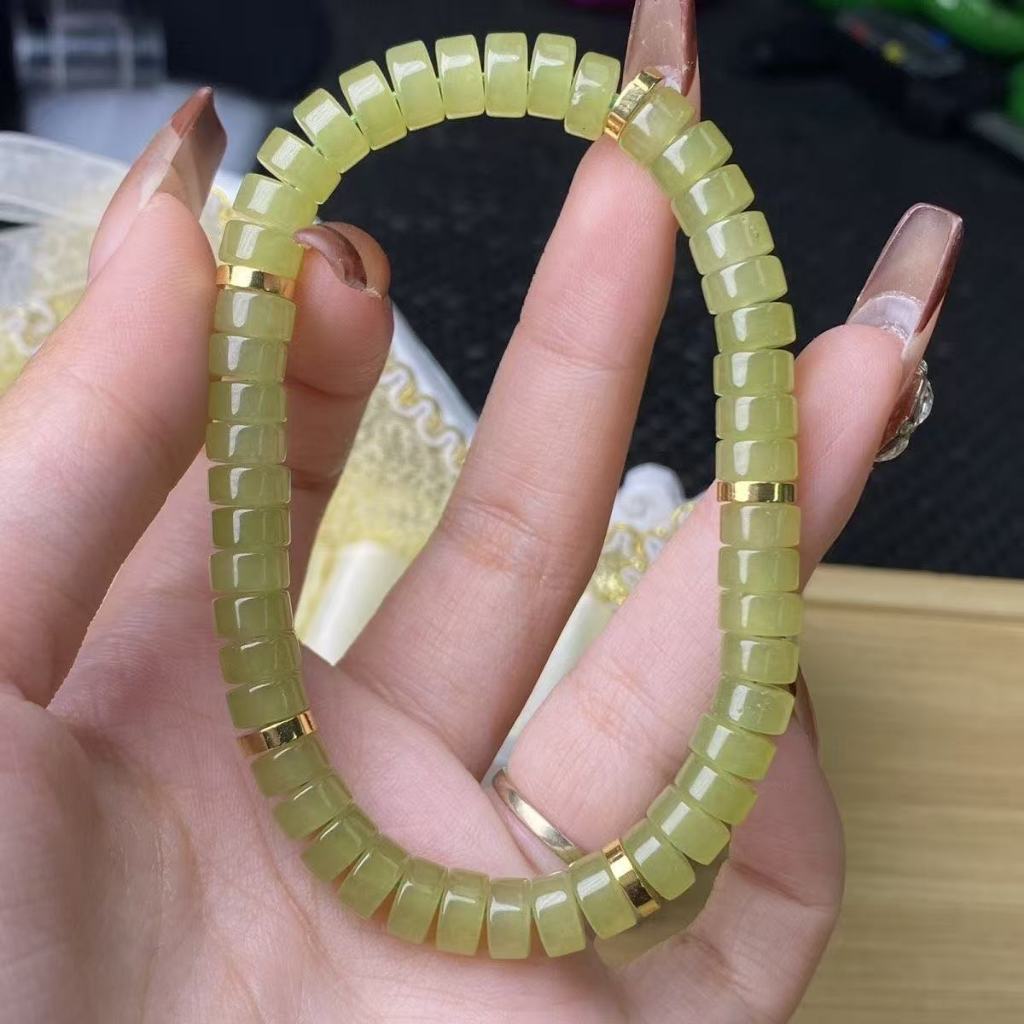 Nova Roda De Jade Grânulo Pulseira Ábaco Água Clara Versátil Para Homem E Mulher