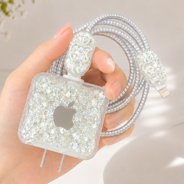 Capa protetora para carregador Apple 18W/20W, capa protetora para carregador artesanal epóxi de cristal amarelo