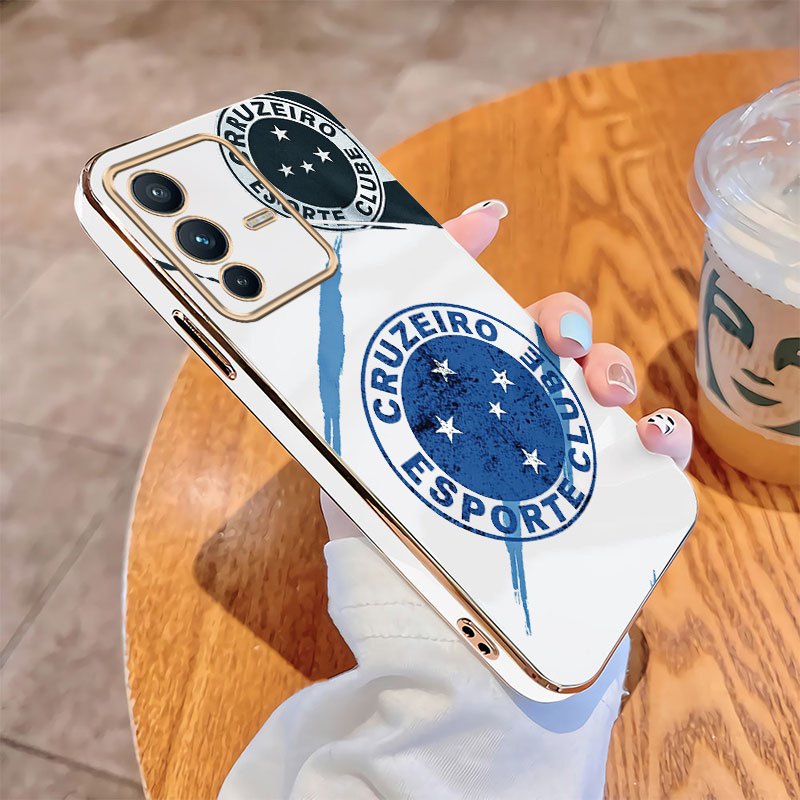 Vivo V25 5G V25 Pro V25e V23 V23e 5G Chapeamento Caso De Telefone Cruzeiro Esporte Borda Reta Embalagem À Prova De Choqu