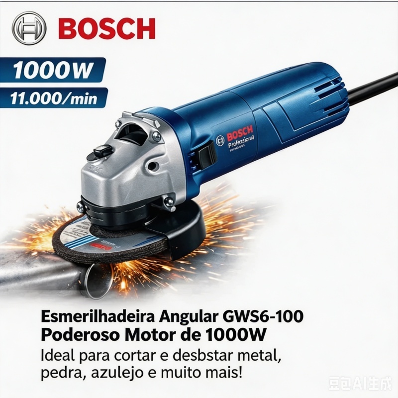 Esmerilhadeira Angular Bosch GWS 6-100 1000W 11000 RPM Profissional para Corte e Lixamento