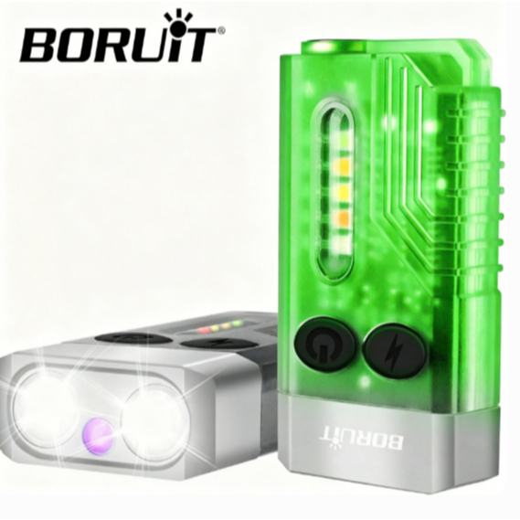 BORUiT V10L Mini Chaveiro Lanterna 1000LM 365nm Lâmpada Fluorescente Ultravioleta Tipo-C Recarregável IPX4 Luz De Emergê