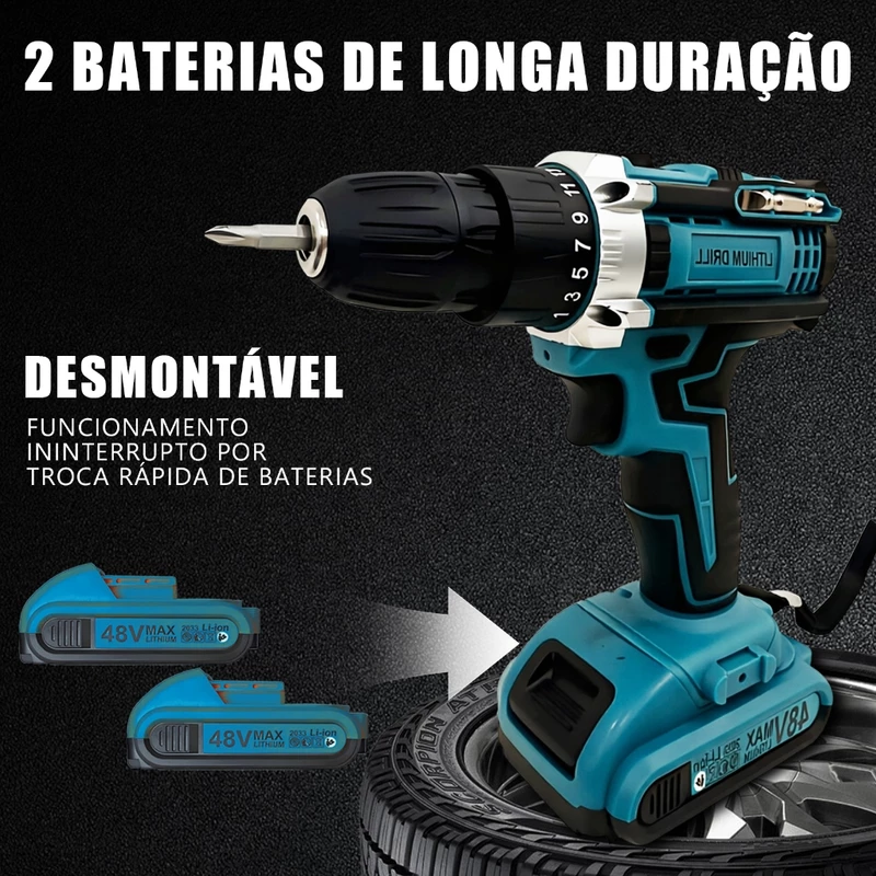 Furadeira Parafusadeira 48V com Bateria de Lítio Recarregável — foto 4