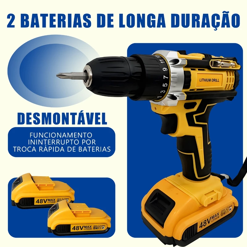 Furadeira Parafusadeira 48V com Bateria de Lítio Recarregável — foto 9