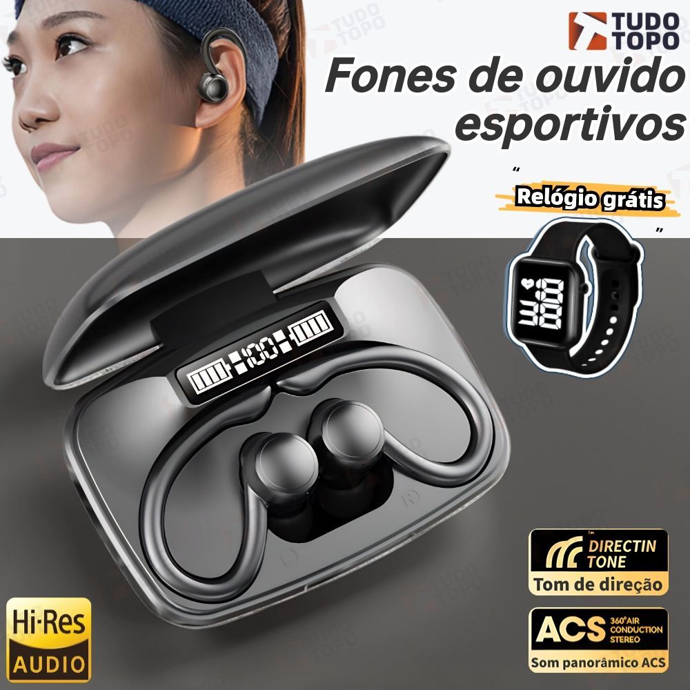 Fone Bluetooth TWS T82 Condução Óssea Design Esportivo Clipe Orelha 5.3