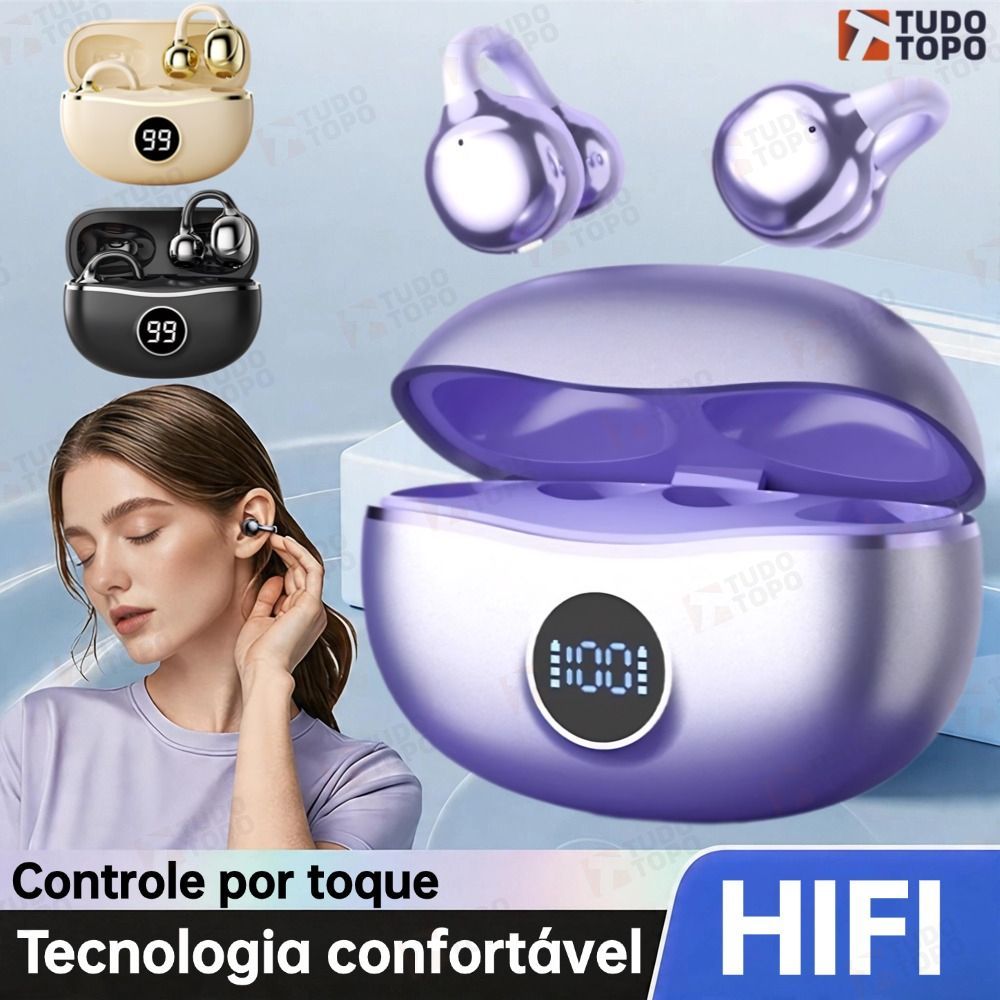 D15 Fones De Ouvido Sem Fio Bluetooth TWS Fone Alta Fidelidade Aberto Wearable Estéreo Display Energia LED
