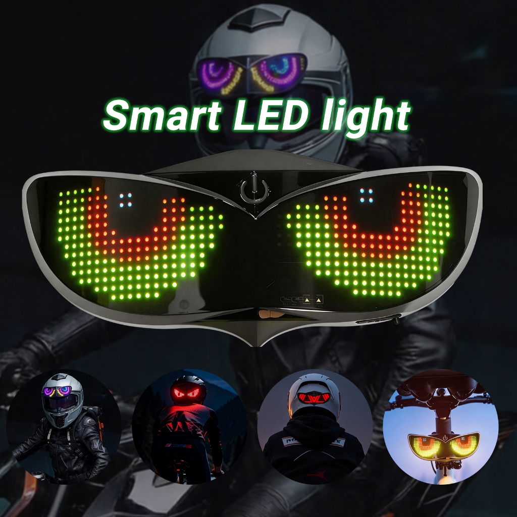 Sinalizador Lanterna Traseira Moto Bike LED Inteligente Sensor Freio APP Bluetooth Capacete MJMOTO