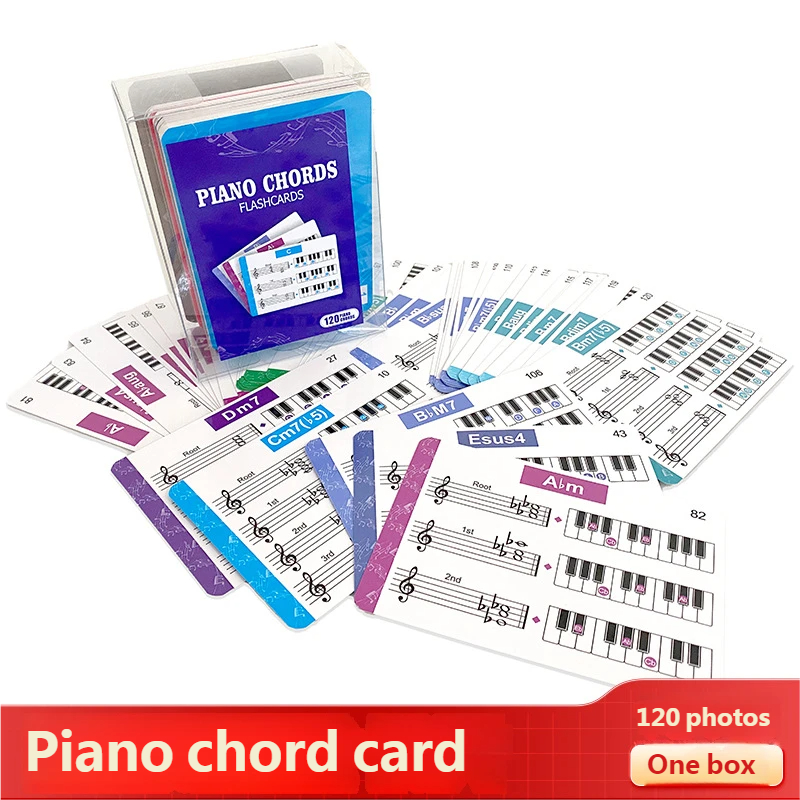 Cartões Flash De Acordes De Piano , 120 Codificados Por Cores , 10 E 12 Teclas-Para Alunos De Música