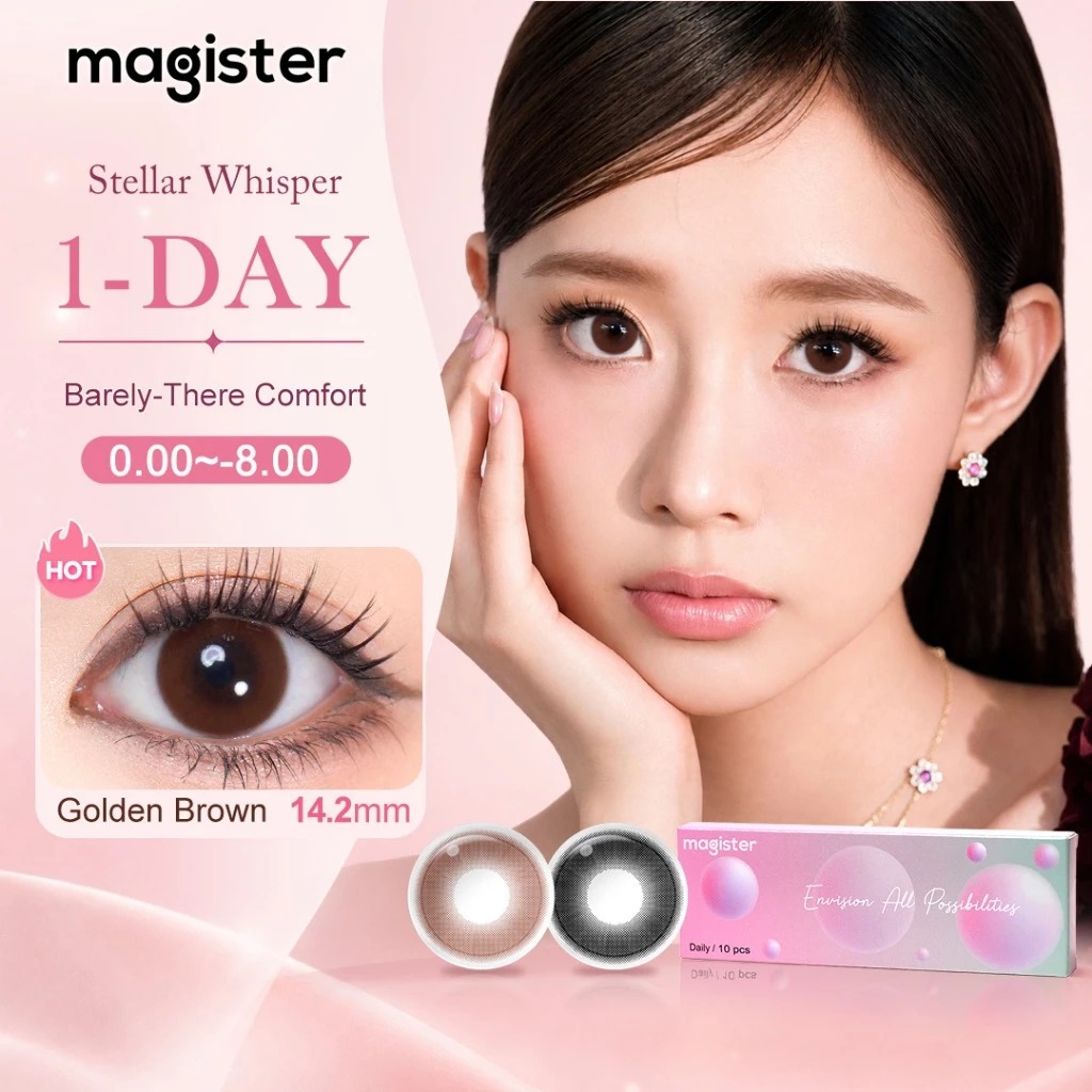 [10Peças] Magister Lentes de Contato Descartáveis ​​Diárias com Grau Natural Coloridas Miopia Lente,50% de água