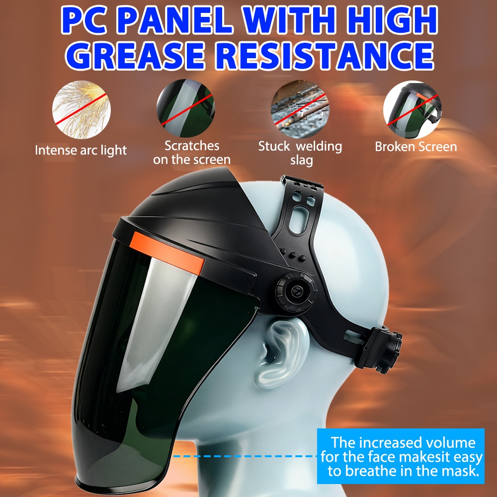 Máscara Facial De Soldagem Profissional Montada Na Cabeça Blackout De 8 Níveis PC À Prova De Fogo Flor Brilho Moagem Cap