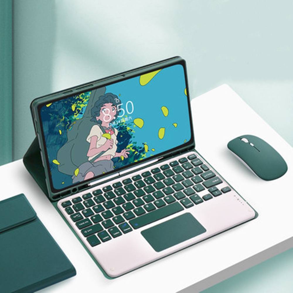 Capa De Teclado De Couro Para Samsung Galaxy Tab S7/S8/S9FE/S10 Lite/S11/A8/A9 +