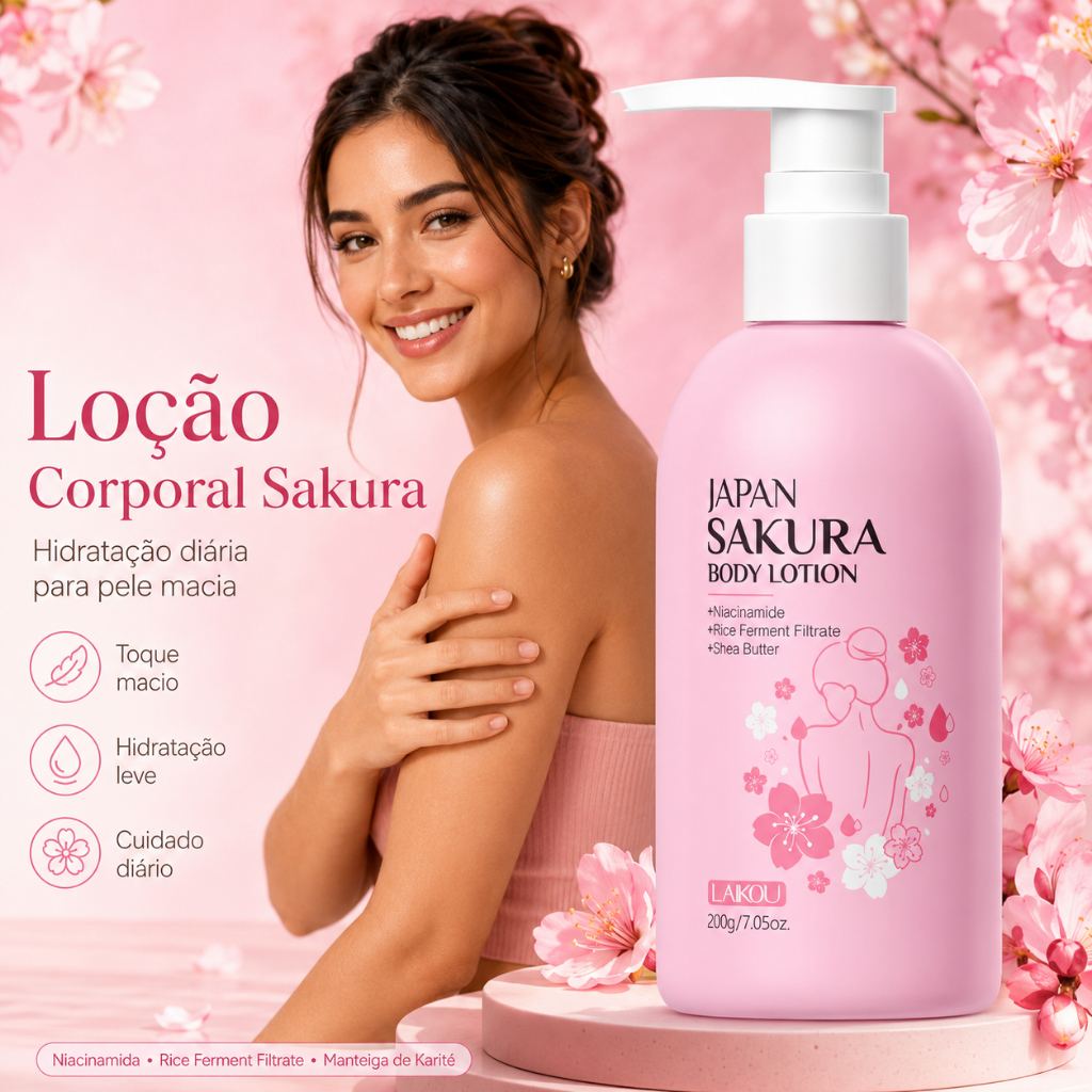 LAIKOU Cherry Blossoms Loção Corporal Iluminar O Tom Da Pele Hidratante Suavizante Creme Cuidados Com A 120g/200g
