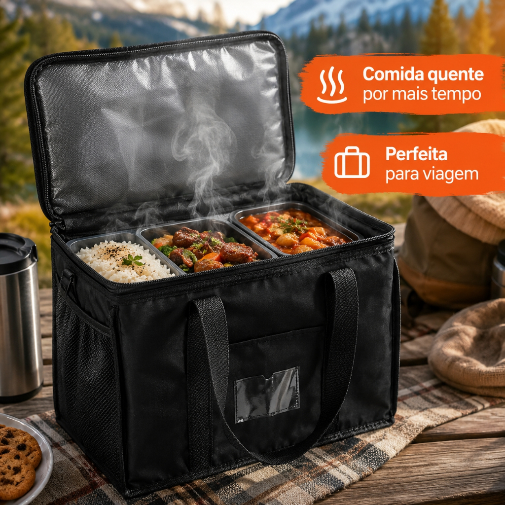 BOLSA TERMICA PORTATIL 40L Lâmina de Alumínio Reforçada CESTA DOBRAVEL COOLER SACO PIQUINIQUE ECOLOGICA CAMPING