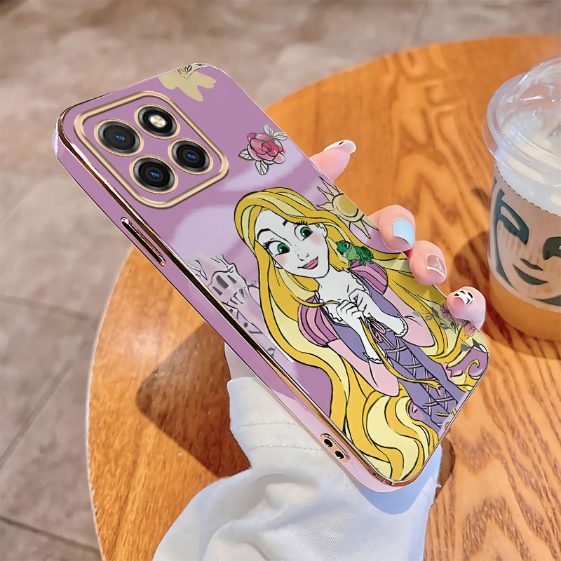 Honor 200 Smart X7C Soft Case Princesa Menina Silicone Phone Capa Banhada Brilhante