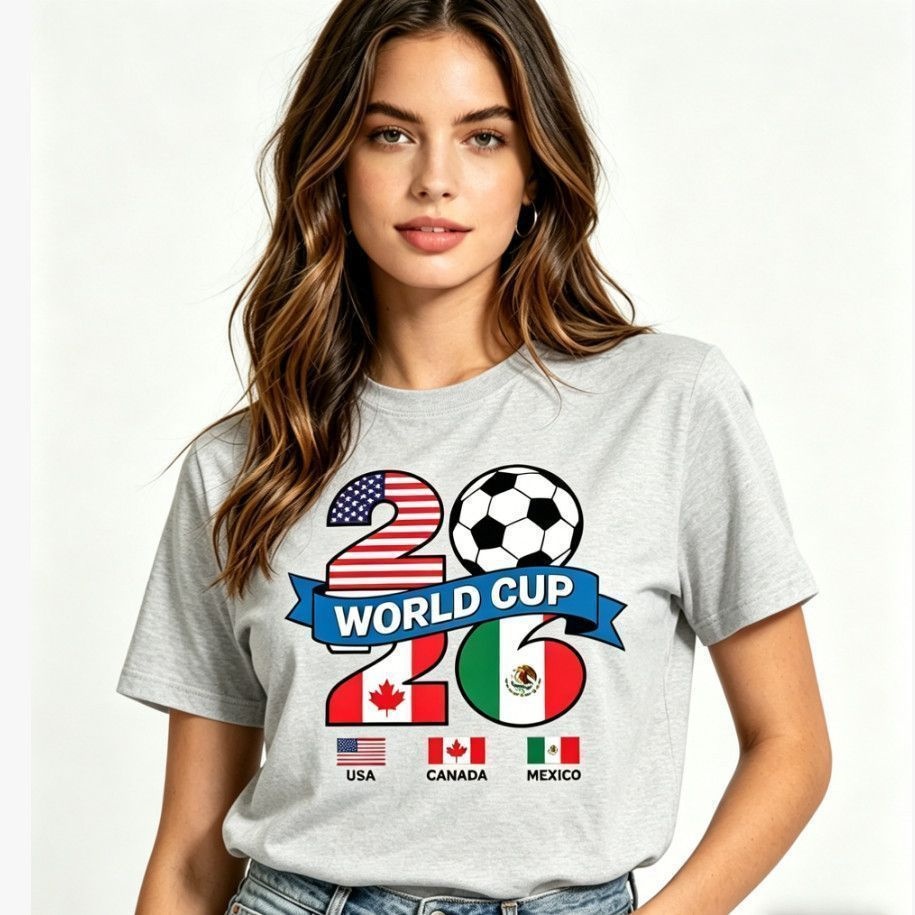 2026 Copa Do Mundo FIFA Eua Canadá México Bandeira Gráfico Camiseta Mulheres Homens Fã De Futebol Manga Curta Tee Jogo T