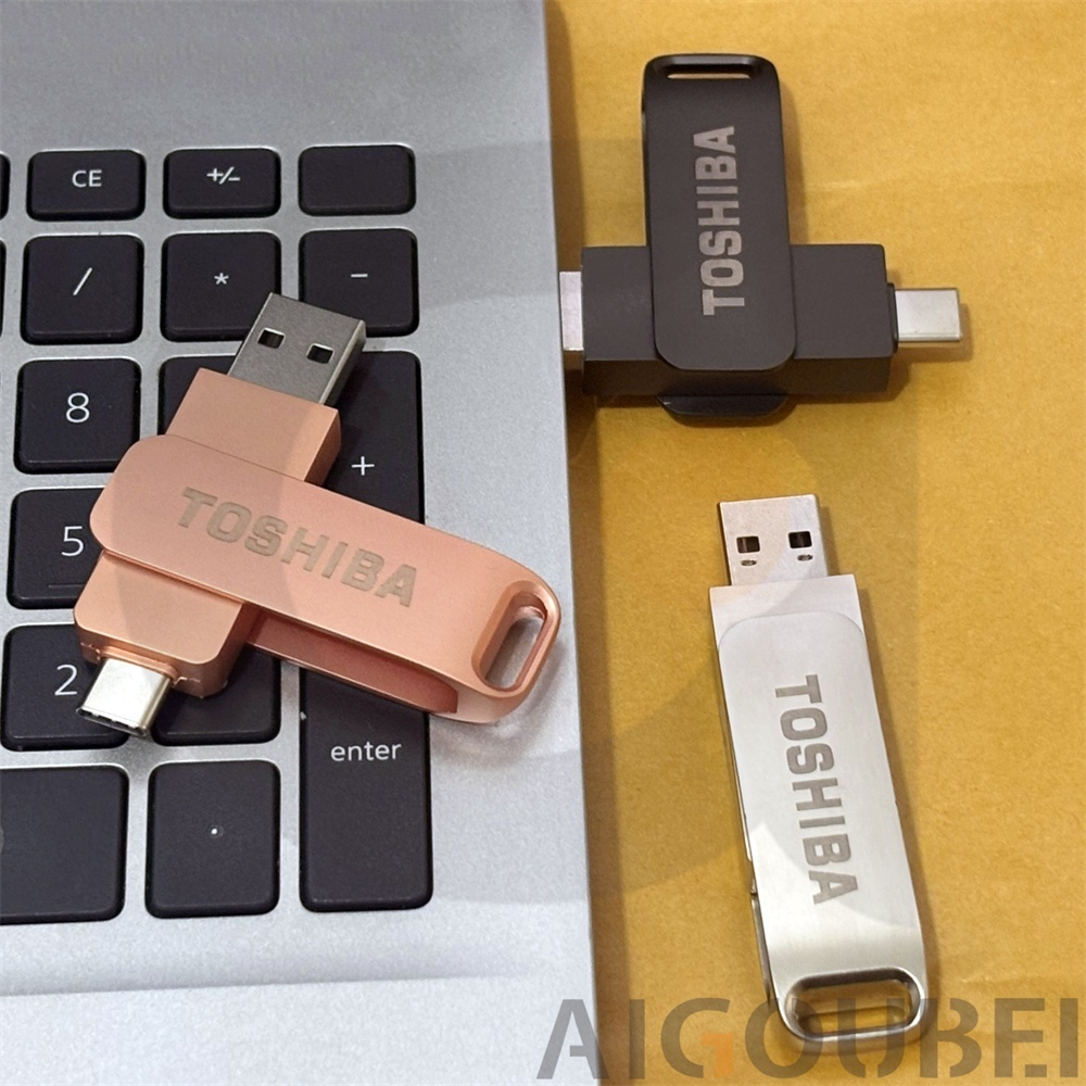 Toshiba Rotating 2 Em 1 Unidade USB De Metal À Prova D'água De Alta Velocidade 8GB 16GB 32GB 64GB 128GB 2TB Amplamente C