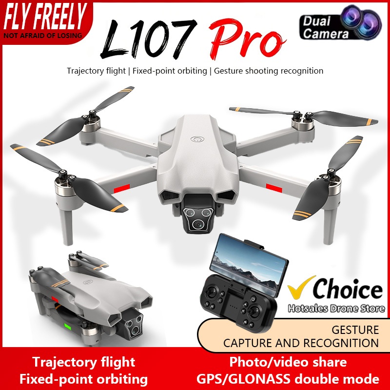 Novo L107 Pro GPS Drone Fábrica 4K 8K Profissional HD Lente Dupla Cardan De 3 Eixos 360 ° Rolo De Quadricóptero RC Sem E
