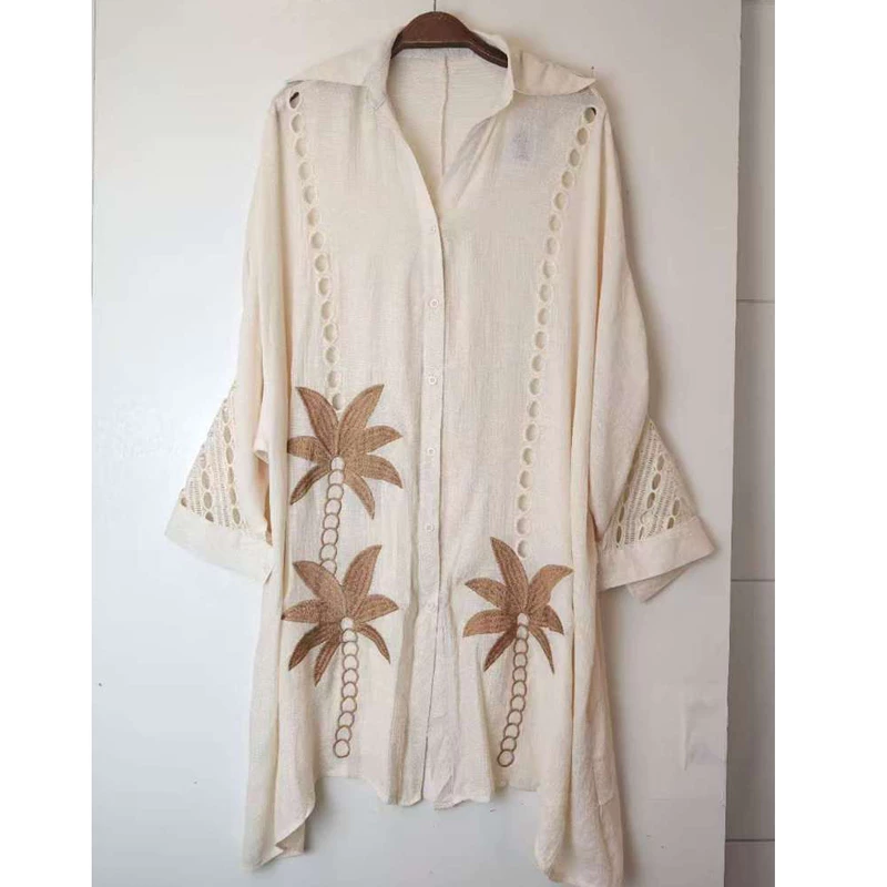 Vestido Longo Plus Size Saída de Praia com Decote em V e Proteção UV — foto 8