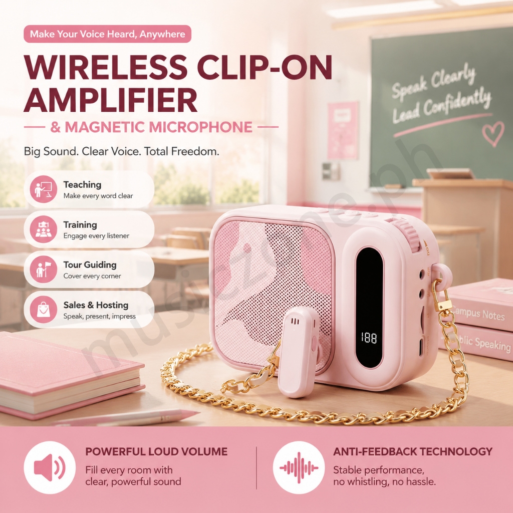 Megafone Portátil Alto , Amplificador De Microfone De Lapela Sem Fio Magnético , Sistema PA De Transmissão De Longo Alca