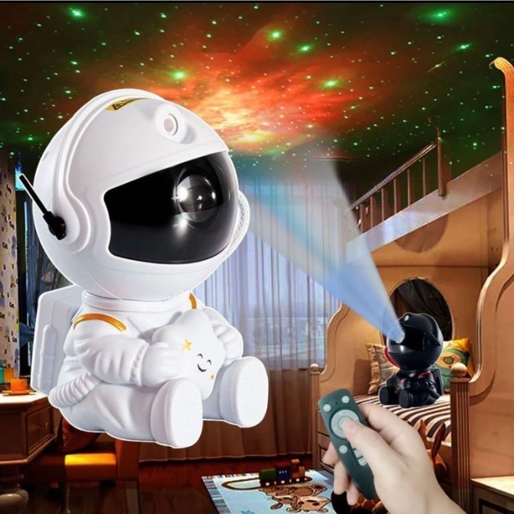 Projetor Astronauta Luminária Caixa De Som Bluetooth Galáxia E Estrelas Led Luz Noturna Para Quarto Infantil Presente