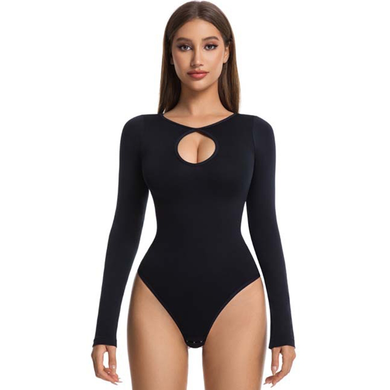 WECHERY Body Feminino De Cintura Emagrecedor Com Controle De Barriga , Peça Única , Modelador De Manga Comprida