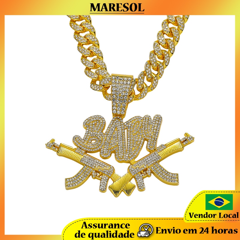 MARESOL Único Estilo Hip Hop Arma Dupla Pingente de BEBÊ Hip Hop Criativo Colar com Pingente de Arma Dupla
