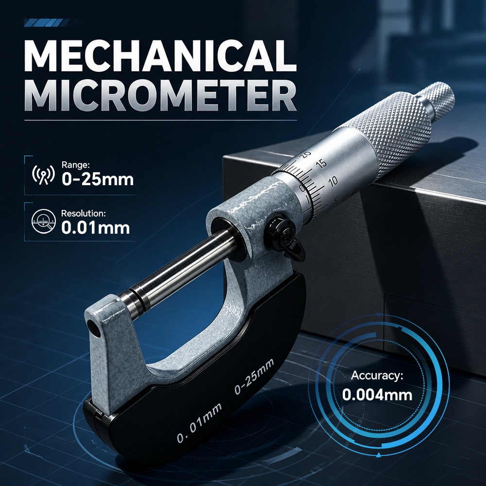 Micrômetro Mecânico GOYOJO MA210 0-25 Mm , Ferramenta De Medição De Liga Dura De Alta Precisão Com Resolução De 0.01