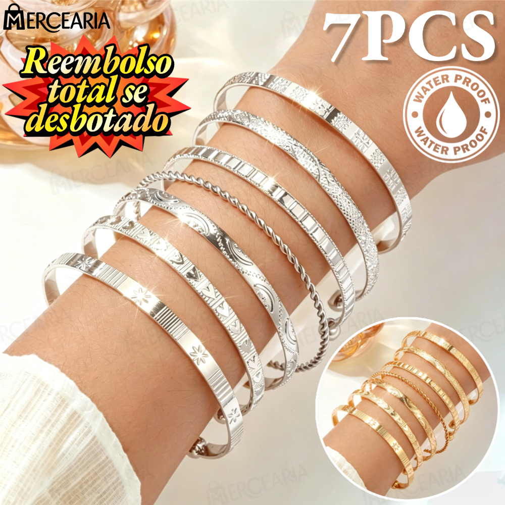 Kit7 peças em ouro 18k retrô com pingente de infinito e corrente de osso de cobra, pulseira removível