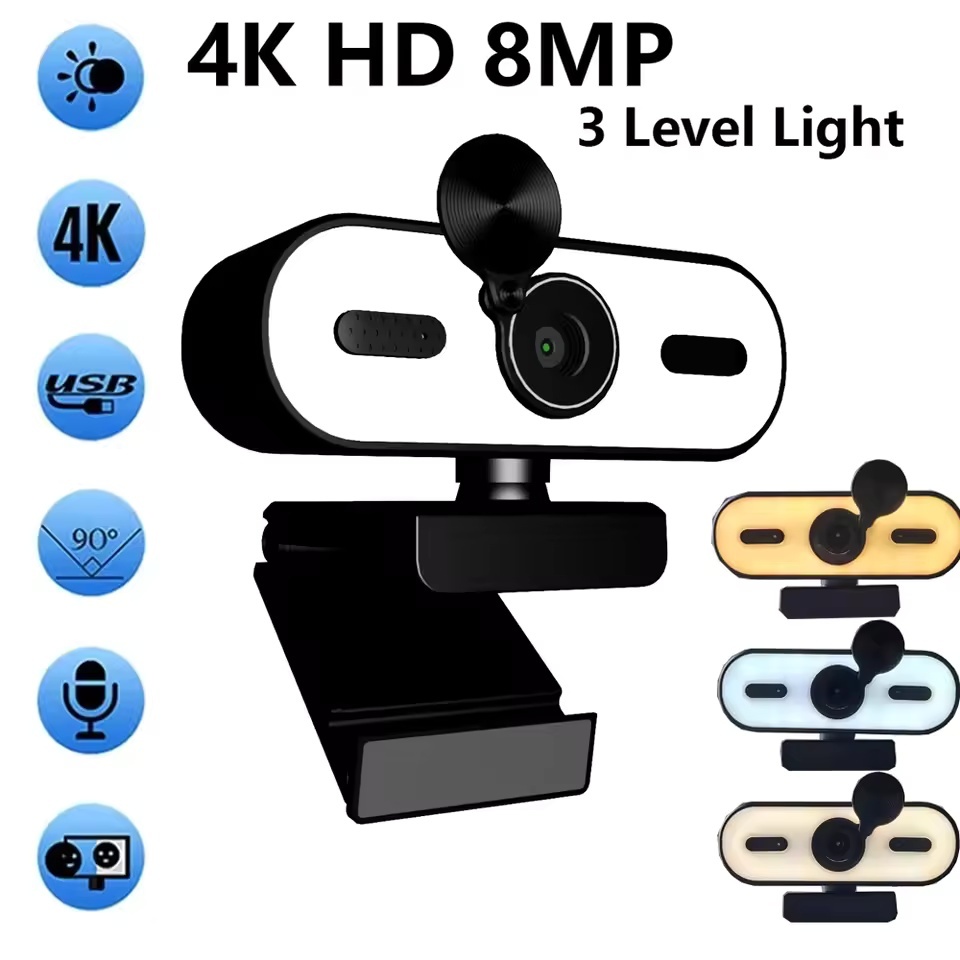 Mini Webcam 4K 2K 1080P HD Para PC Laptop Autofoco 30 FPS USB Com Microfone Redutor De Ruído E Câmera Web Portátil