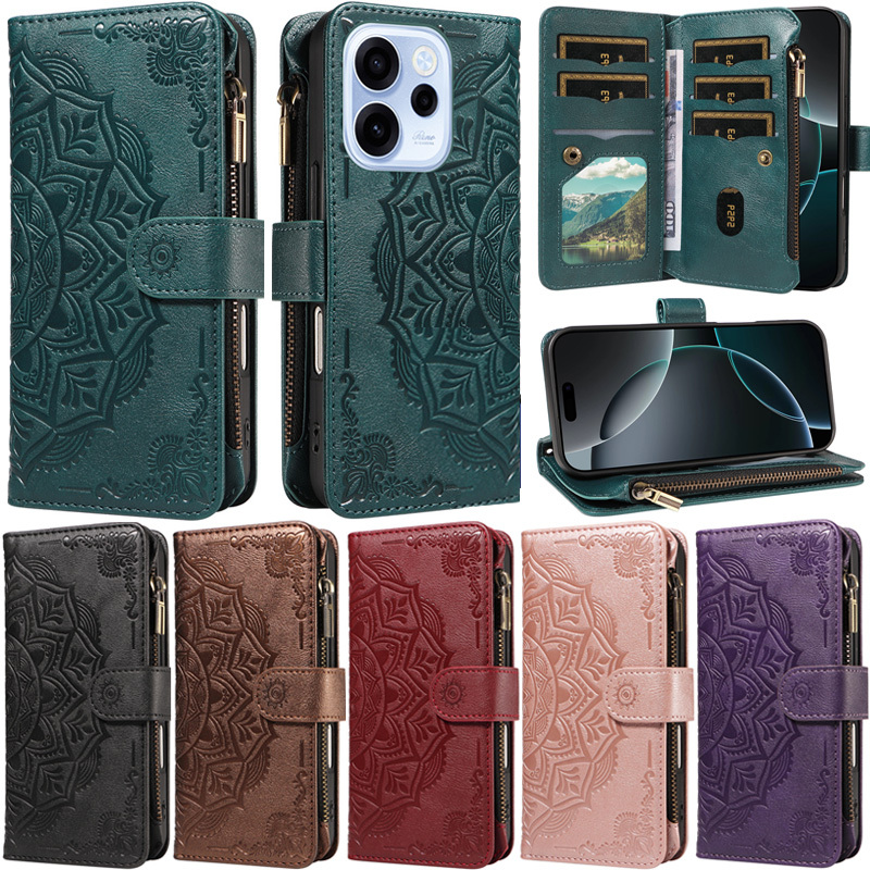 Capa De Luxo Para Xiaomi 17T Pro X8 Max C75 M8 5G Redmi 15C 14C A3 13 Note 15 + 5G 14S 4G 4G Mandala Carteira Zíper Cour