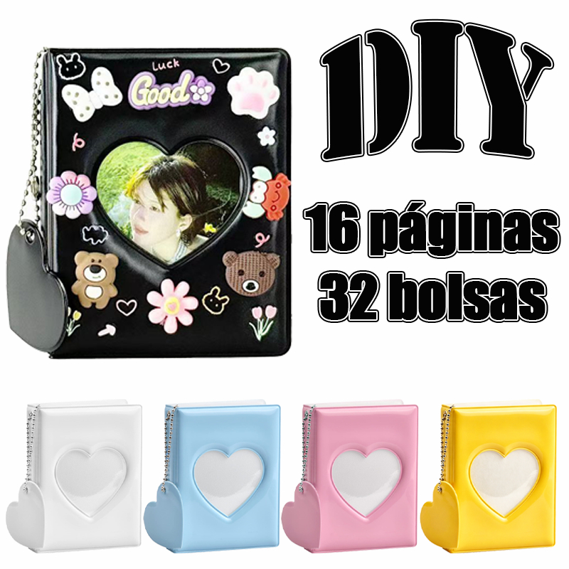 Álbum De Fotos Hollow Love Heart Cover-Photocard E Instax Mini Holder , Livro De Coleta De Cartão K-pop , Fofo Para Arma