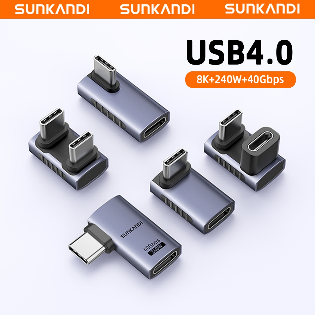 SUNKANDI Tipo-C USB 4.0 Adaptador Angular 40Gbps 240W Carregamento Rápido 8K @ 60Hz Transmissão De Vídeo Mais Economia D