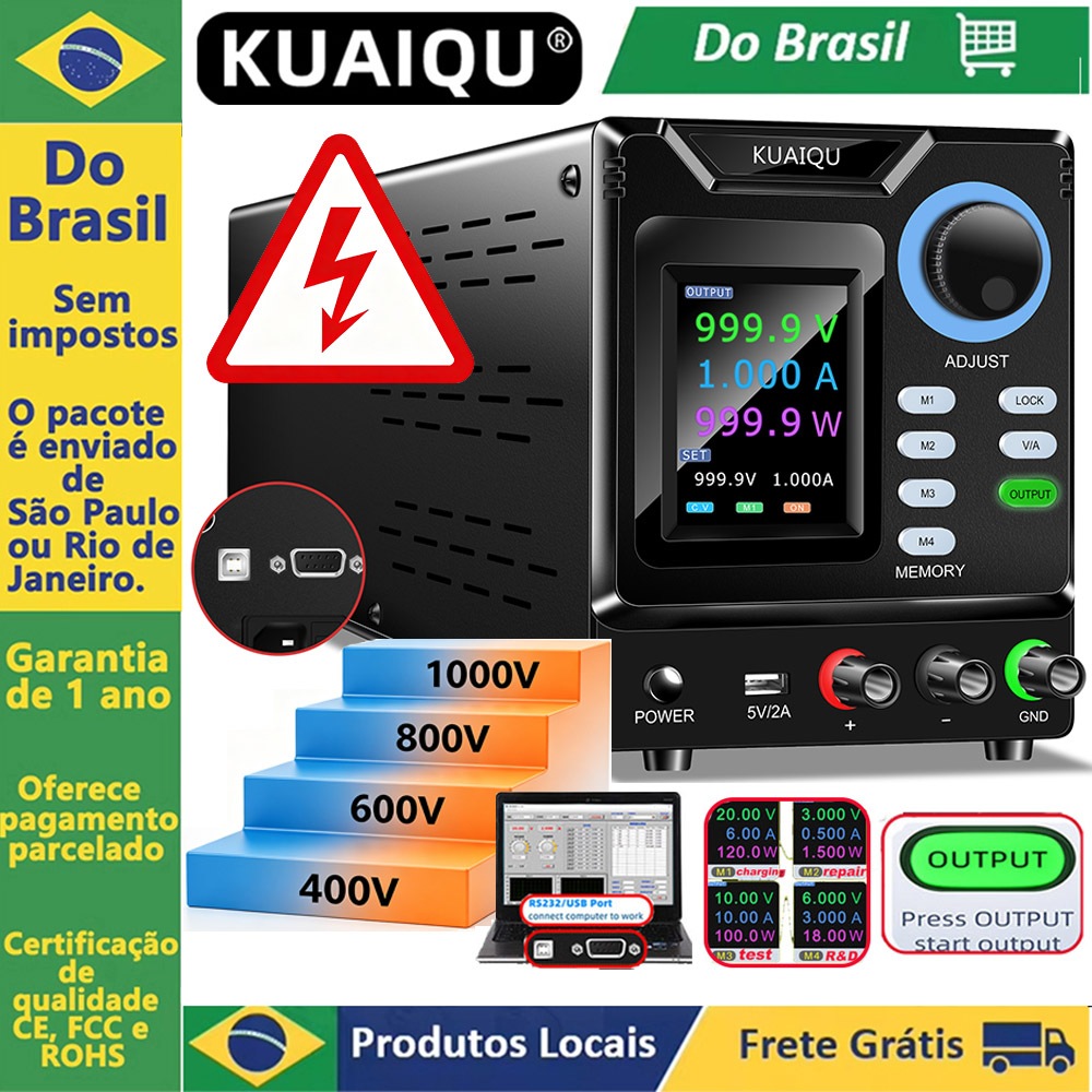 Fonte De Alimentação De Bancada De Alta Tensão , 1000V , 800V , 600V , 400V , Com Software RS232/USB Para Teste De Inver